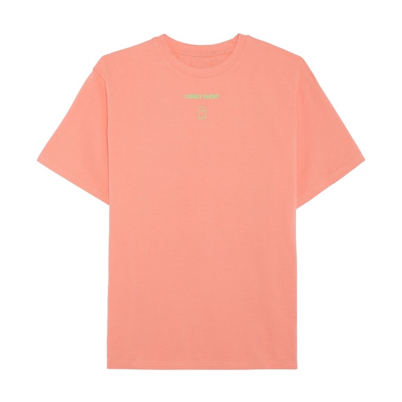 NWOT Lonely Ghost- Text tee peach with green - Picture 1 of 5